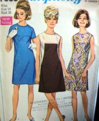 7535 1968 SIMPLICITY NO COLLAR SLEEVES OR NOT A-DRESS PATTERN 12 34B  cut